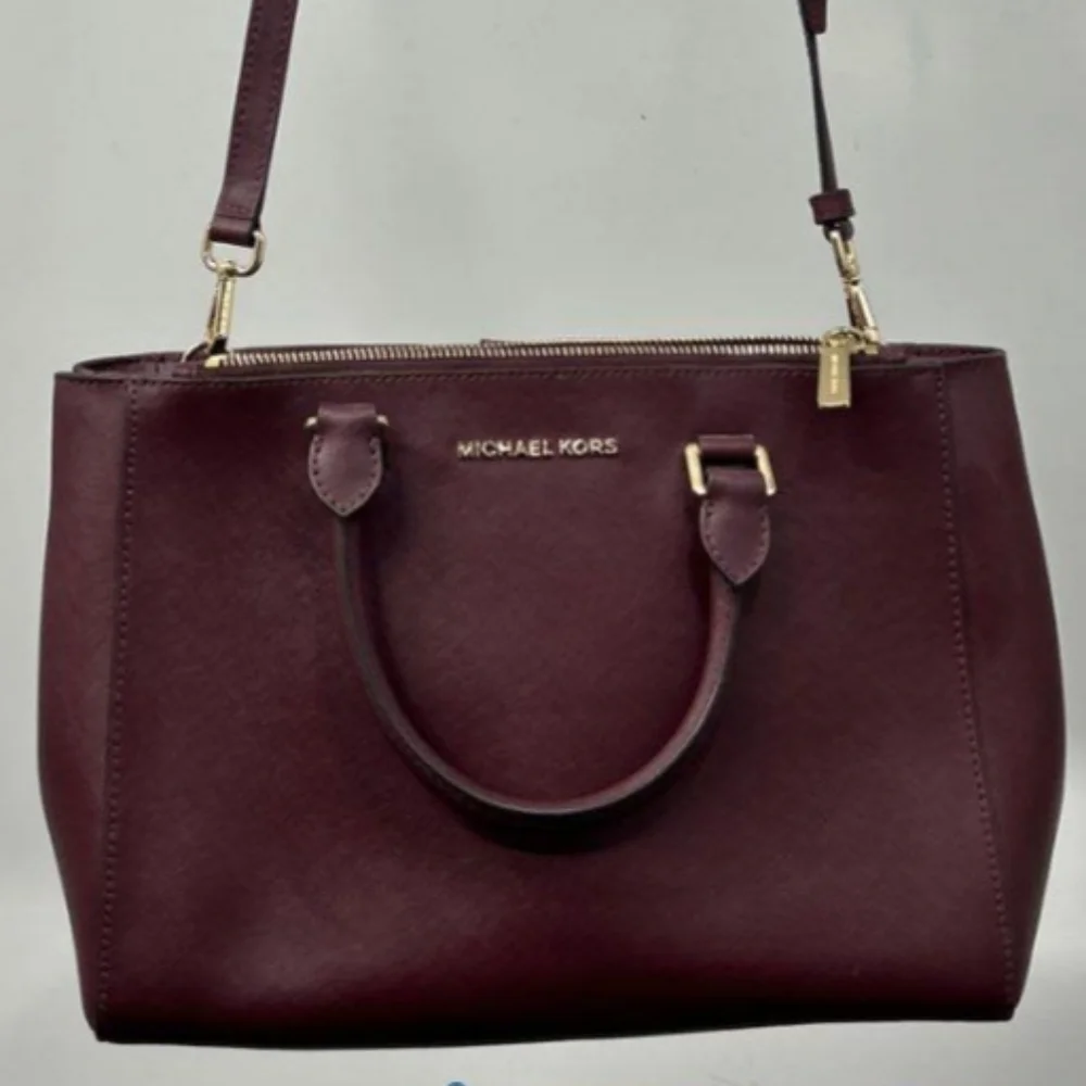 > Michael Kors Dark Red Leather Shoulder Bag